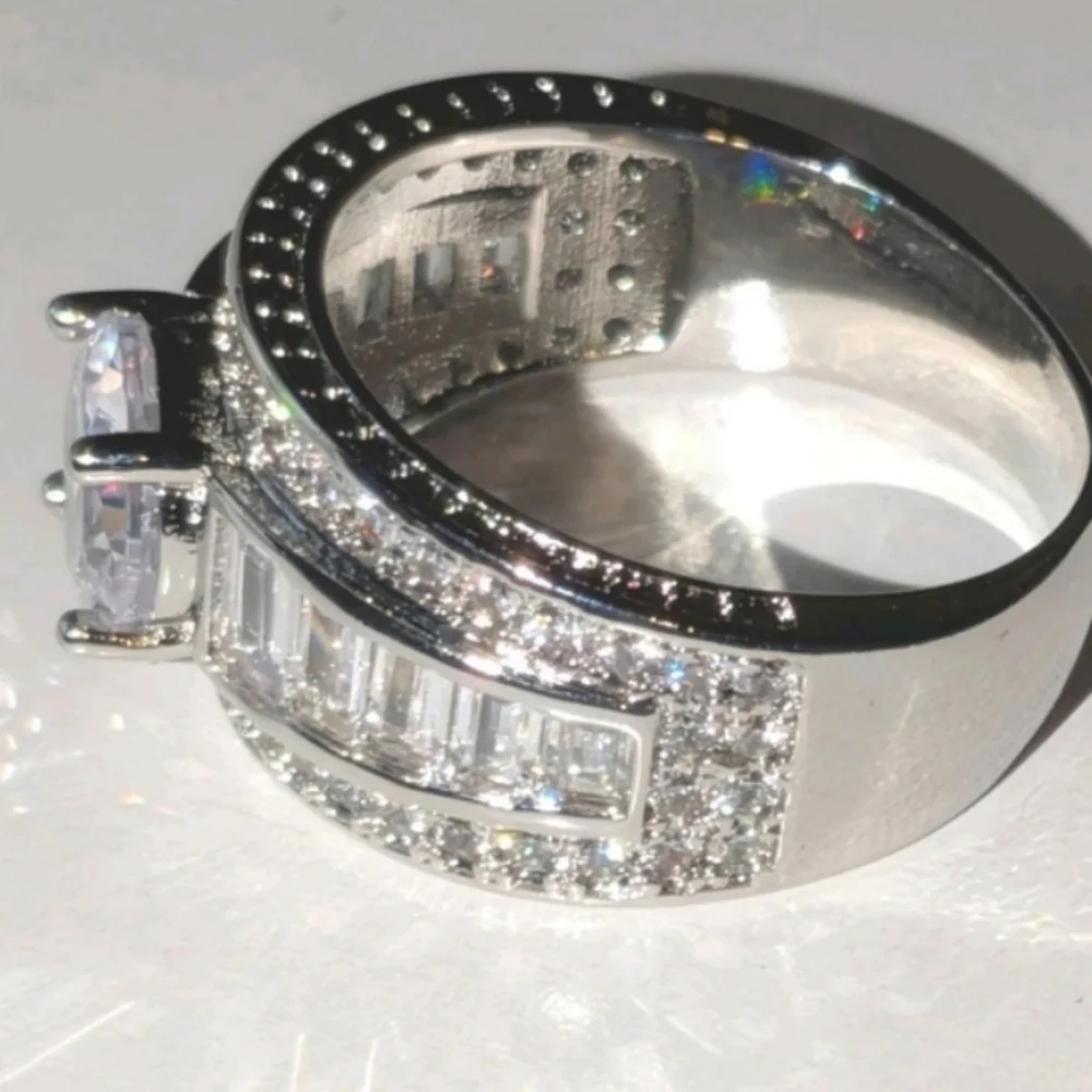 Classic Mens Dazzling 3ct Round Cut Lab Created diamond Engagement ring